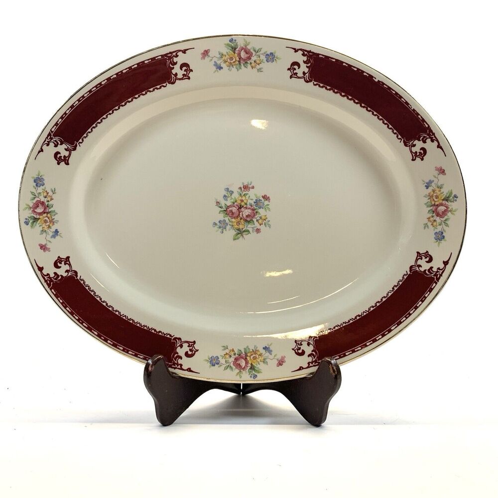 Vintage Homer Laughlin Lady Alice Majestic Brittany Serving Platter Red 13.25"